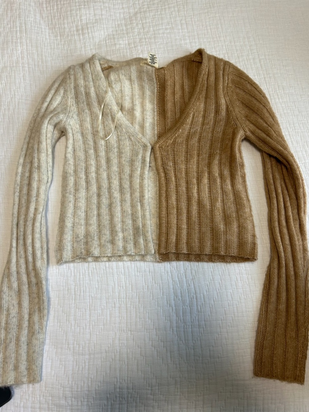 Tan & White Divided Sweater (link in middle)